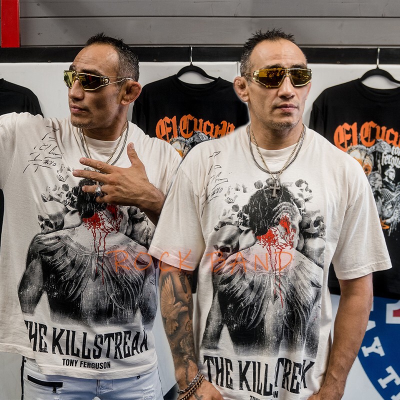 Ufc Tony Ferguson Night Demon Vtg Training Uniform American Retro T-Shirt Loose Pure Cotton Heavyweight Trendy High Street T-Shirt Ufc Tony Ferguson Night Demon Vtg Training Uniform American Retro T-Shirt Loose Pure Cotton Heavyweight Trendy High Street T-Shirt
