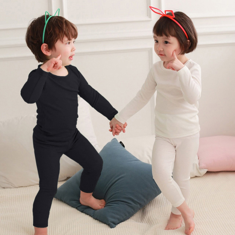 ins Han version Spring and autumn girl hit undercoat head boy lingerie suit children's home clothes baby pyjamas full cotton
