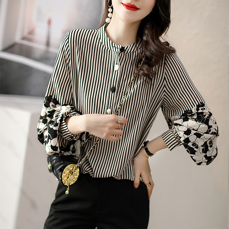 正品哥家女装2026春季新款碎花条纹宽松长袖衬衫休闲小衫时尚上衣