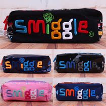 Australian smiggle black sports big letter double zipper student tutoring pen bag large capacity stationery pencil bag
