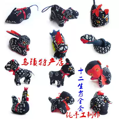 Blue Calico 12 twelve zodiac animal ornaments pure handmade cloth rat cow Tiger Rabbit Dragon Snake Horse Sheep Monkey chicken dog Pig