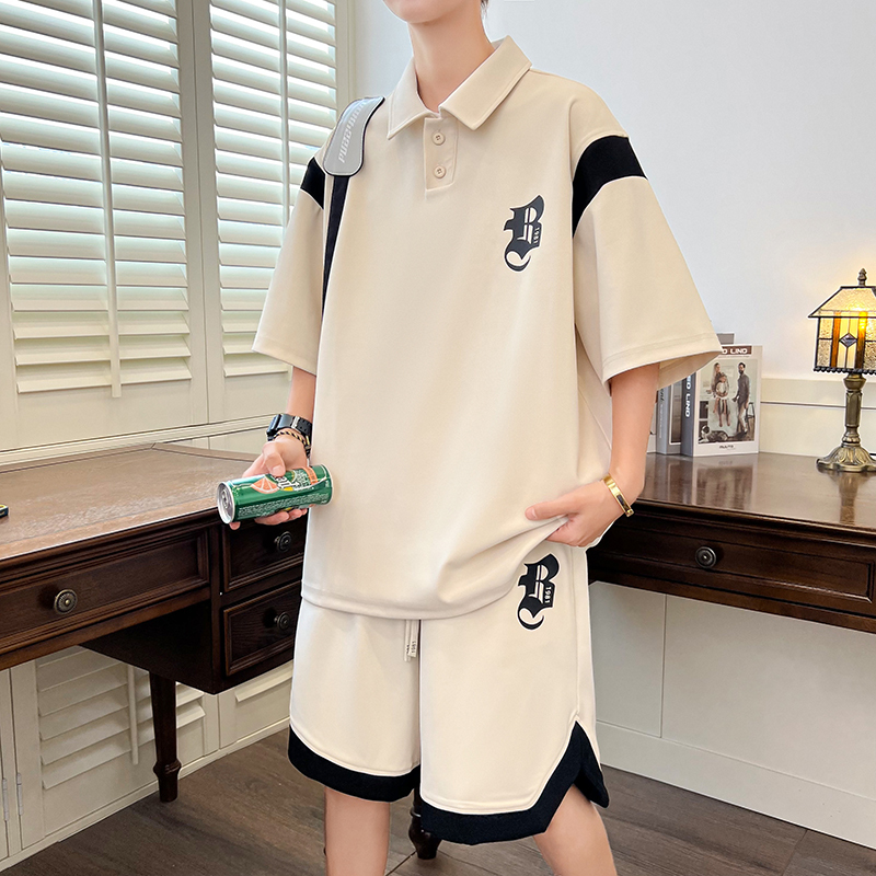 Summer Short-Sleeved T-Shirt Suit for Boys, Junior High School and High School Students, Handsome Ice Silk Polo Shirt, Teenagers and Older Boys' Clothing Summer Short-Sleeved T-Shirt Suit for Boys, Junior High School and High School Students, Handsome Ice Silk Polo Shirt, Teenagers and Older Boys' Clothing