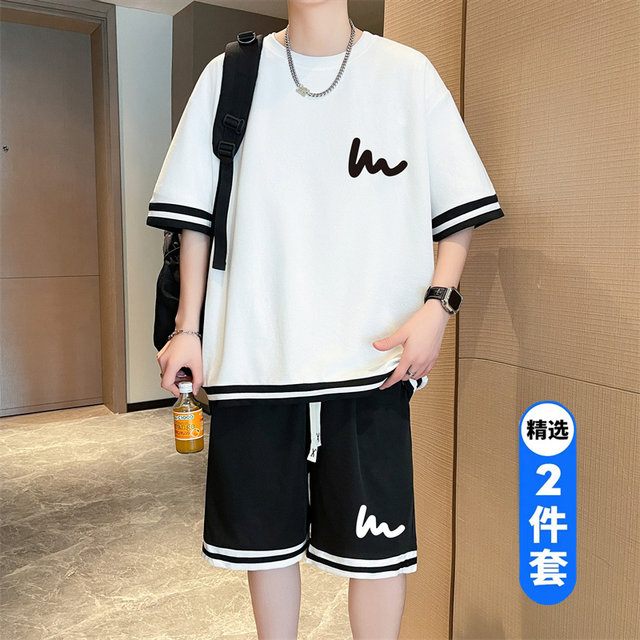 13 ໄວລຸ້ນ Ice Silk Short Sleeve T-Shirt Boys 12-15 years old junior high school students 14 Older Children Summer Sports Suit 16