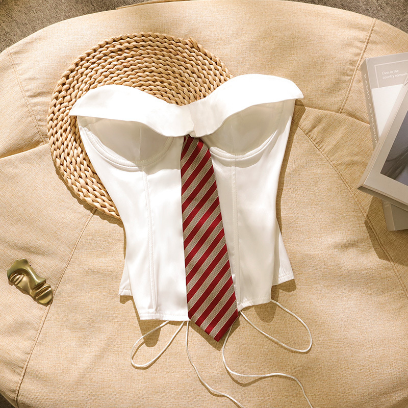 American-Style Fishbone Tube Top, Collared Shirt, Tie, Camisole, Women's Inner Wear, Outer Wear, Sexy Hot Girl Jk Tube Top American-Style Fishbone Tube Top, Collared Shirt, Tie, Camisole, Women's Inner Wear, Outer Wear, Sexy Hot Girl Jk Tube Top