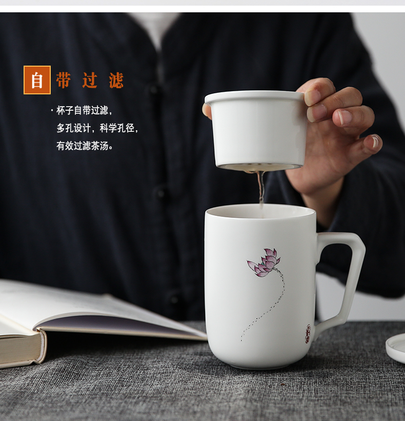 Three frequently hall, pure hand - made ceramic cups with filter with cover S61050 office cup tea cup tea separation