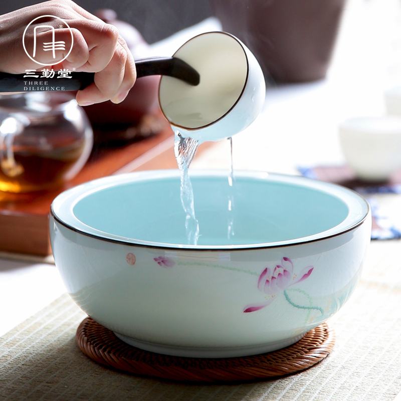 San Chang Tea Wash Club Wash and Wash Jingdezhen Ceramic Kunfu Tea Town Hand Drawing Water Tea Cell Accessories S71002