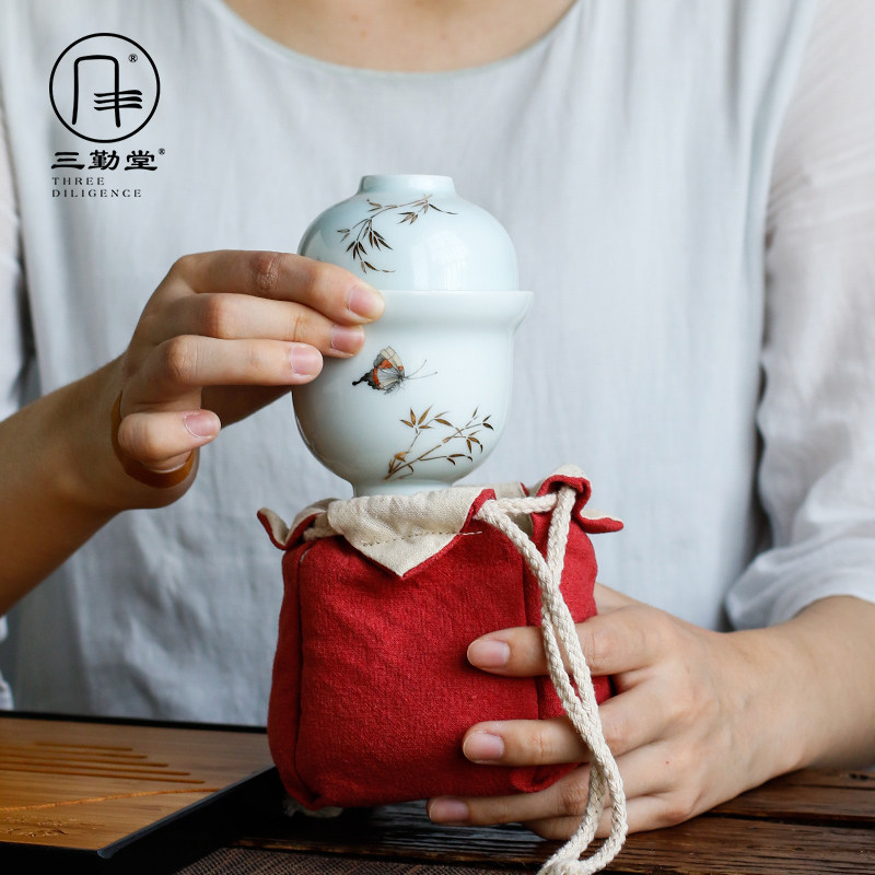 Sanqintang Kuaike cup one pot two cup ceramic travel portable simple kung fu tea set office tea set