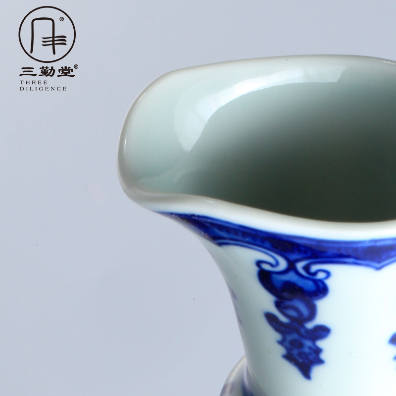 Three frequently hall of jingdezhen blue and white vase ceramic furnishing articles flower vase