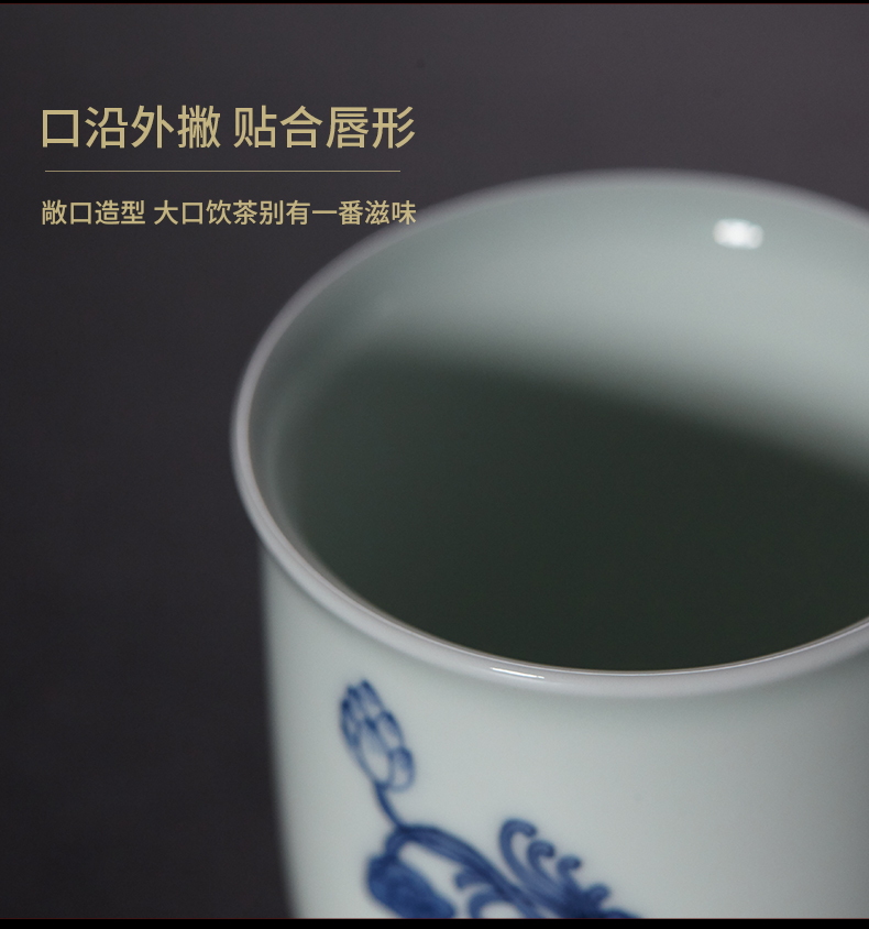 Three frequently hall master cup of blue and white porcelain ceramic cups jingdezhen kung fu tea pu - erh tea sample tea cup SQT001086