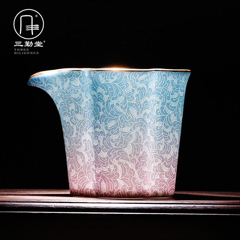 Three frequently hall, pick flowers, jingdezhen ceramic fair keller kung fu tea set points make tea tea is a cup of tea and a cup of sea S32034