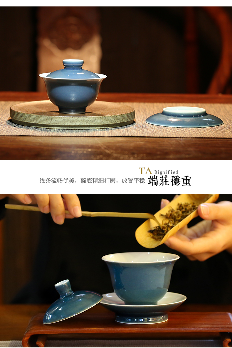 The three frequently tureen worship of jingdezhen ceramic cups kung fu tea tea S11024 only three cups of tea tea bowl