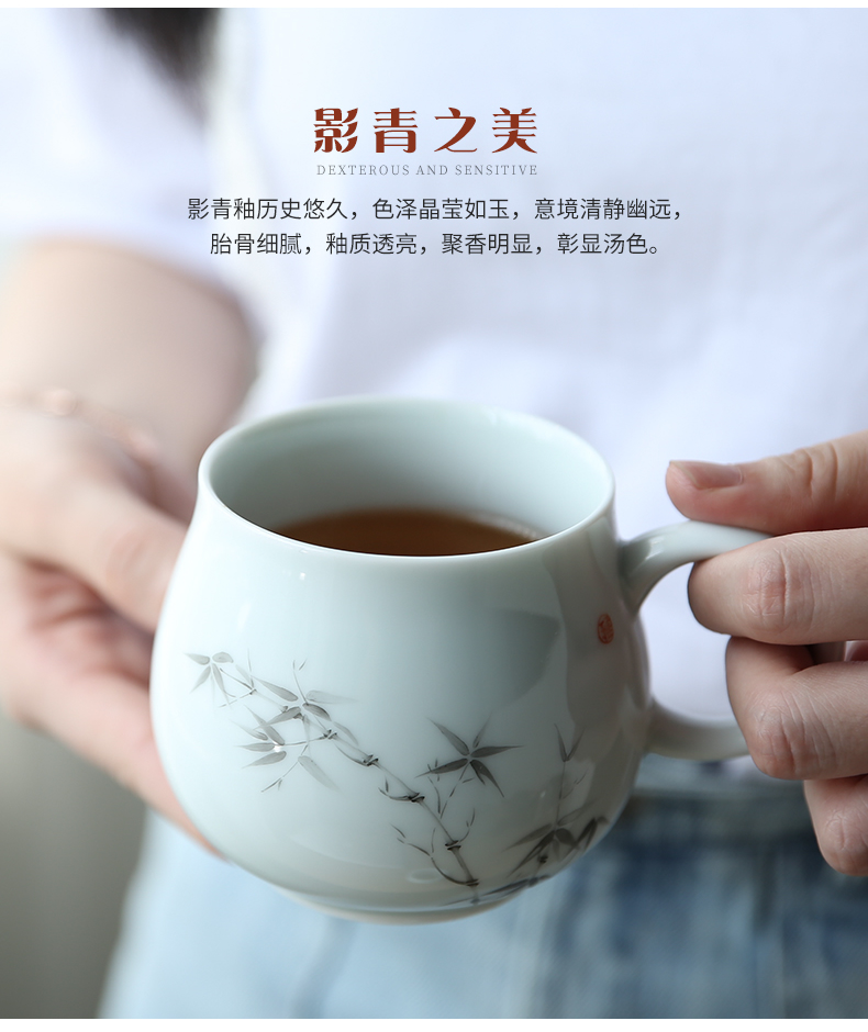 Three frequently hall jingdezhen ceramic cups with cover filter personal keller cups office separation tea cups