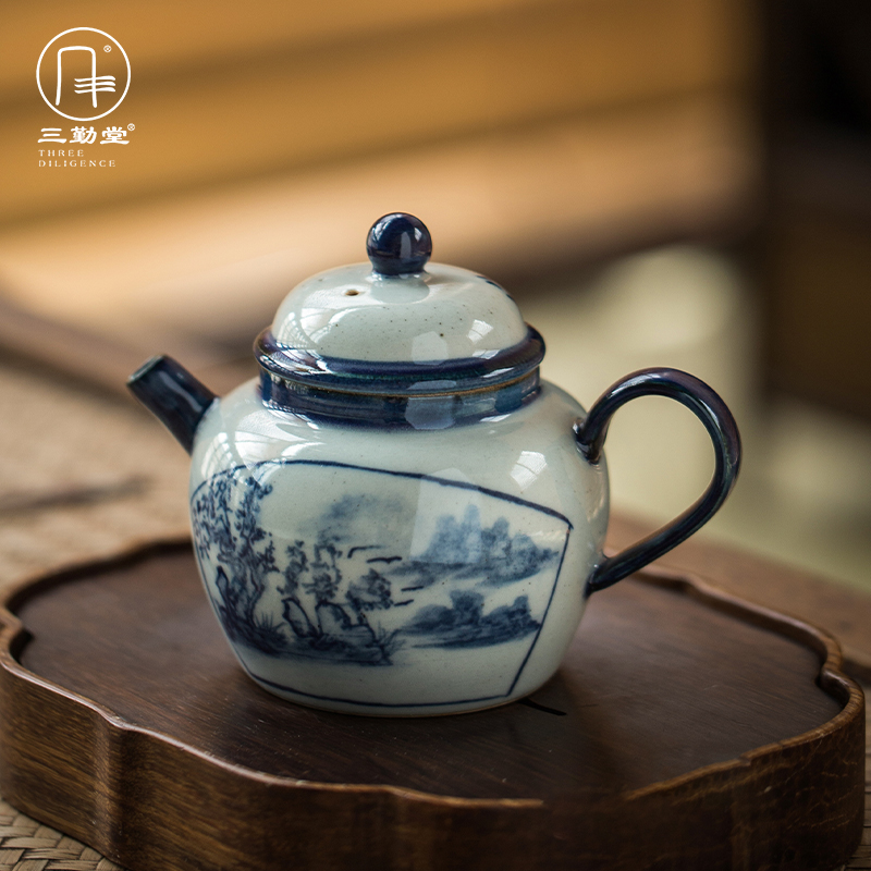 Sanqitang pottery clay pot upside down teapot home single pot Jingdezhen ceramic tea making teapot S22014
