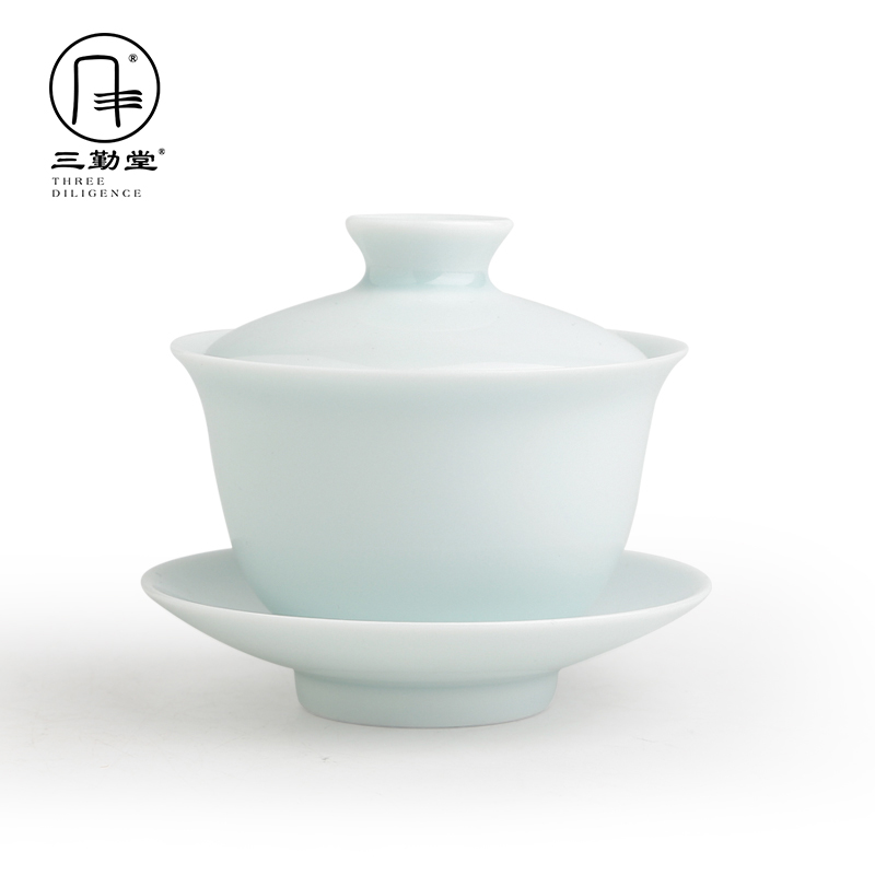 The three frequently tureen jingdezhen ceramic cups kung fu tea set large jade porcelain only three cup bowl S11001