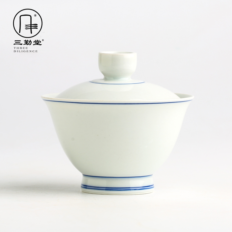 Three frequently hall double tureen jingdezhen ceramic tea cups, hand - made xuan wen kung fu tea set suit S11006