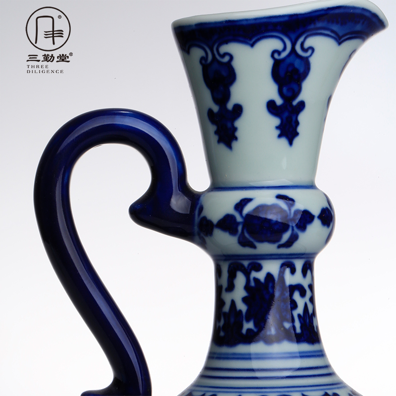 Three frequently hall of jingdezhen blue and white vase ceramic furnishing articles flower vase