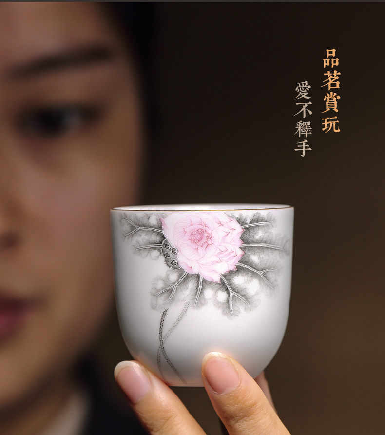 The three frequently ceramic cups sample tea cup color ink master cup single CPU jingdezhen kung fu tea set personal cup fragrance - smelling cup