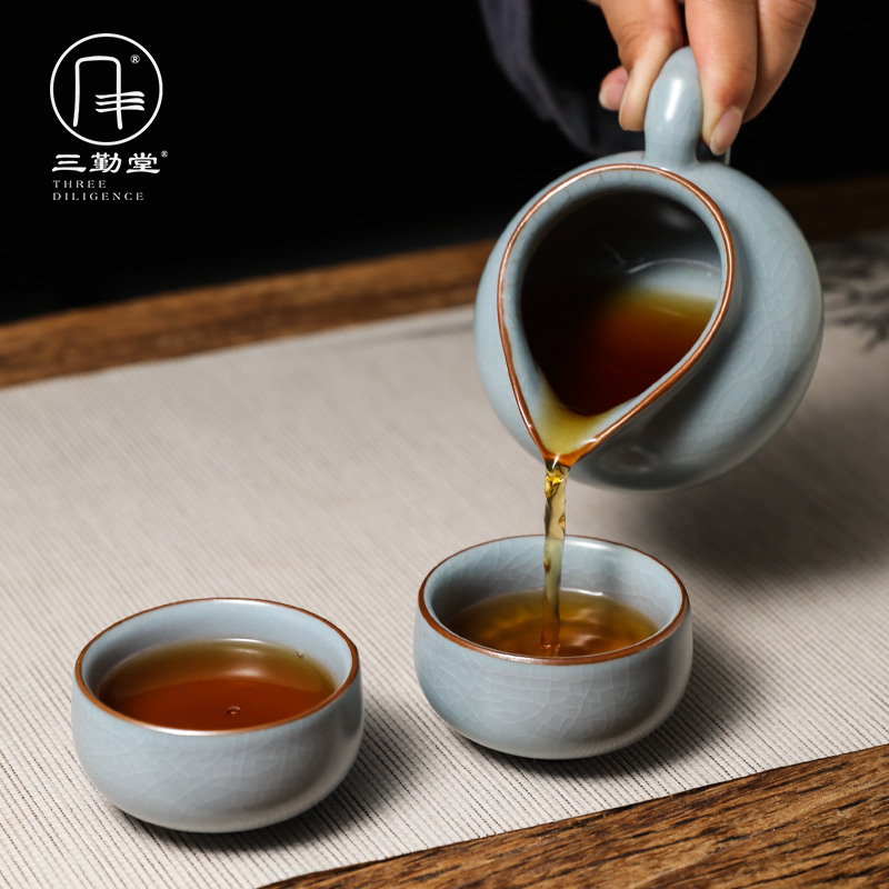 Three frequently your up glaze kung fu tea set # 10 head set of jingdezhen tea cups of a complete set of tureen TZS374