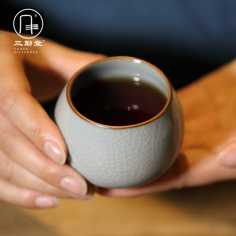 Three Qin Tang Ru Kiln Open Sheet Tea Cup Ceramic Master's Cup Women's Single Cup Jingdezhen Kongfu Tea Cup Wine Tasting Cup Rohan Cup