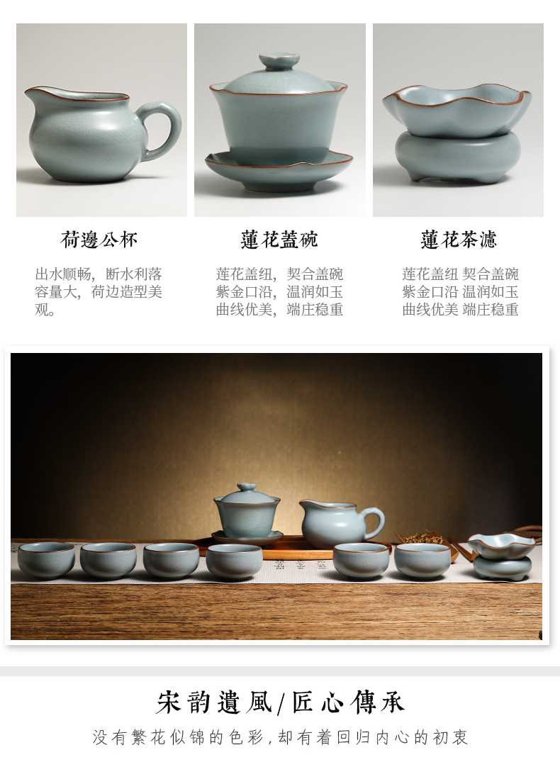 Three frequently your up glaze kung fu tea set # 10 head set of jingdezhen tea cups of a complete set of tureen TZS374