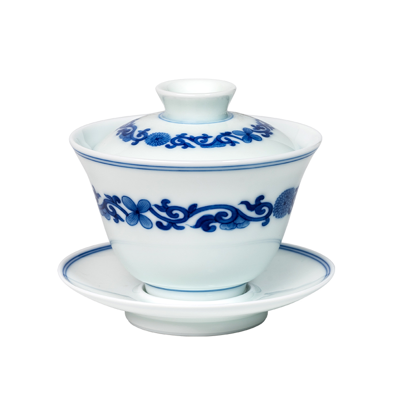 The three frequently tureen of jingdezhen ceramic cups kung fu tea tea hand - made thriving S13017