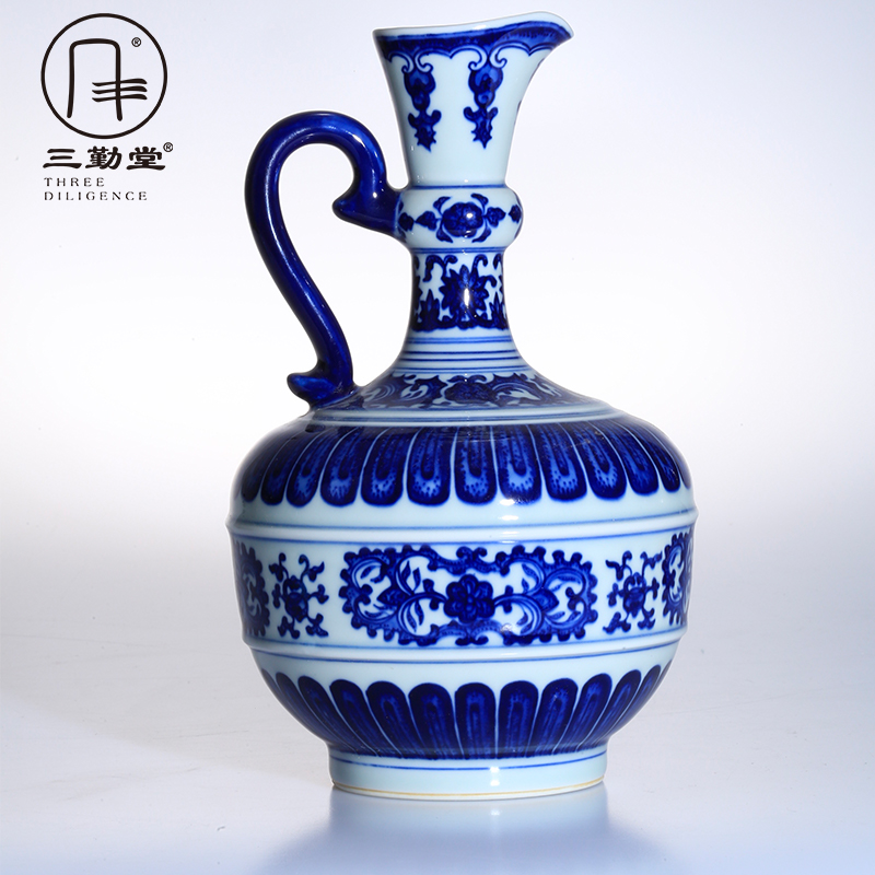 Three frequently hall of jingdezhen blue and white vase ceramic furnishing articles flower vase