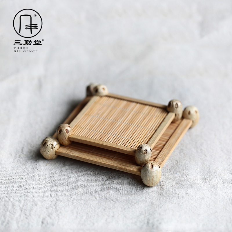 Three Attendance Hall Kongfu Tea Furniture Accessories Tea Cup Cushion Handmade Rattan made of bamboo tea Nourishing Pot cushion Anti-scalding S04022