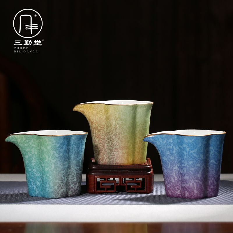 Three frequently hall, pick flowers, jingdezhen ceramic fair keller kung fu tea set points make tea tea is a cup of tea and a cup of sea S32034