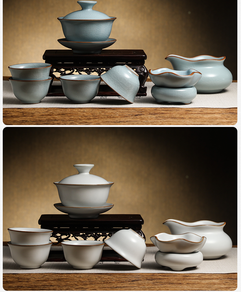 Three frequently hall your up glaze kung fu tea set the set of jingdezhen tea service of a complete set of 10 head tea tureen TZS370