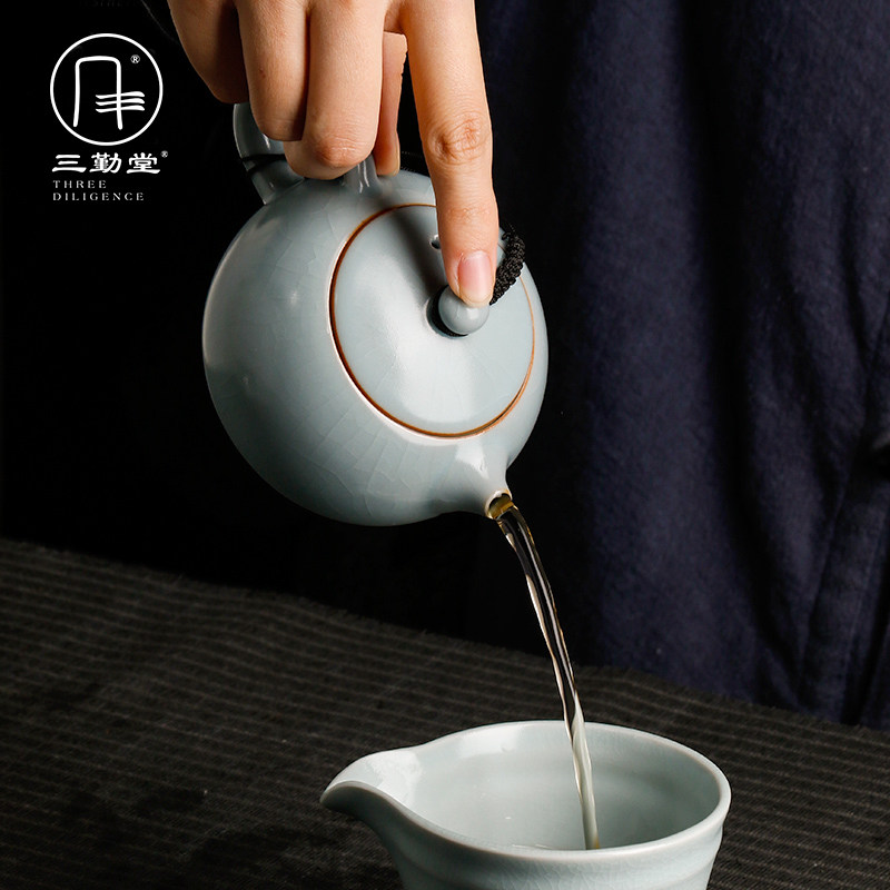 Sanqintang Ruyao Xishi pot pour teapot home large single pot Jingdezhen ceramic brewing teapot