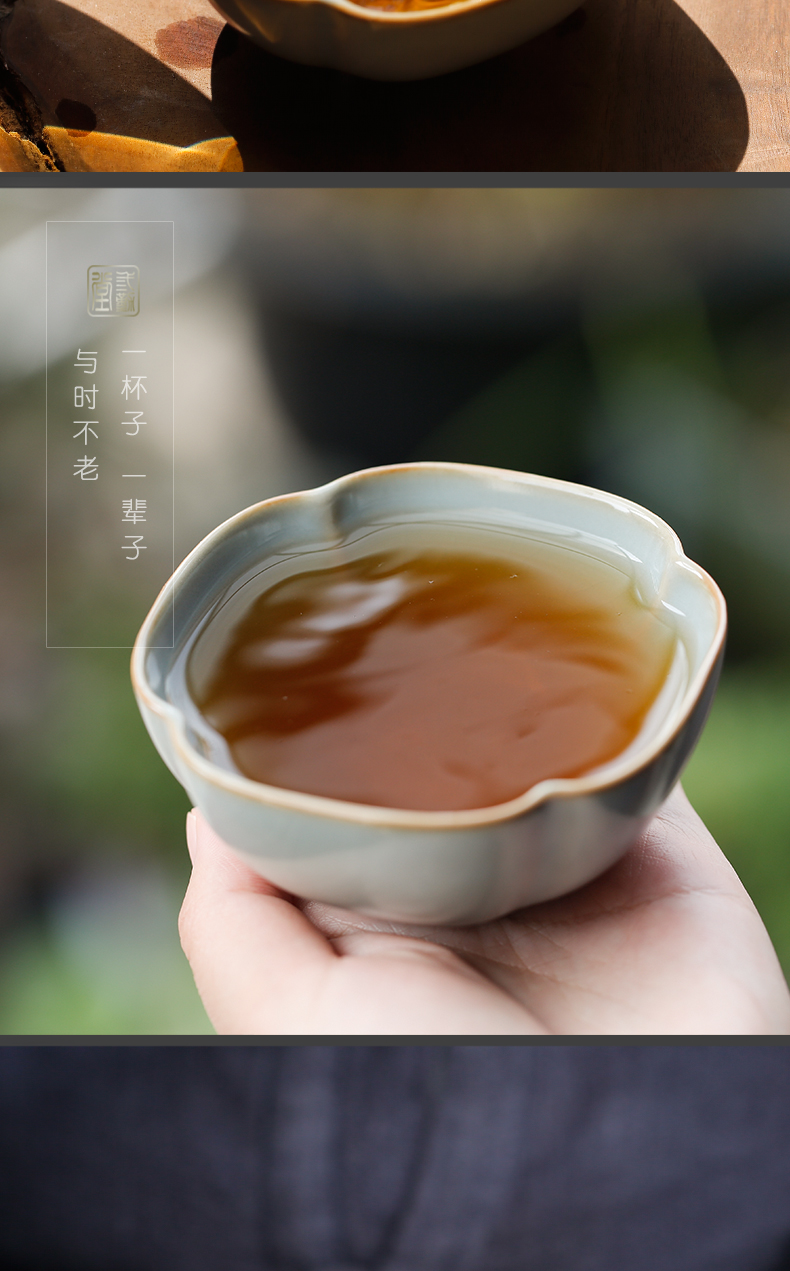 Three ru up market metrix who frequently hall cups sliced open may raise S44046 pu - erh tea cups of jingdezhen ceramic kung fu tea set single CPU