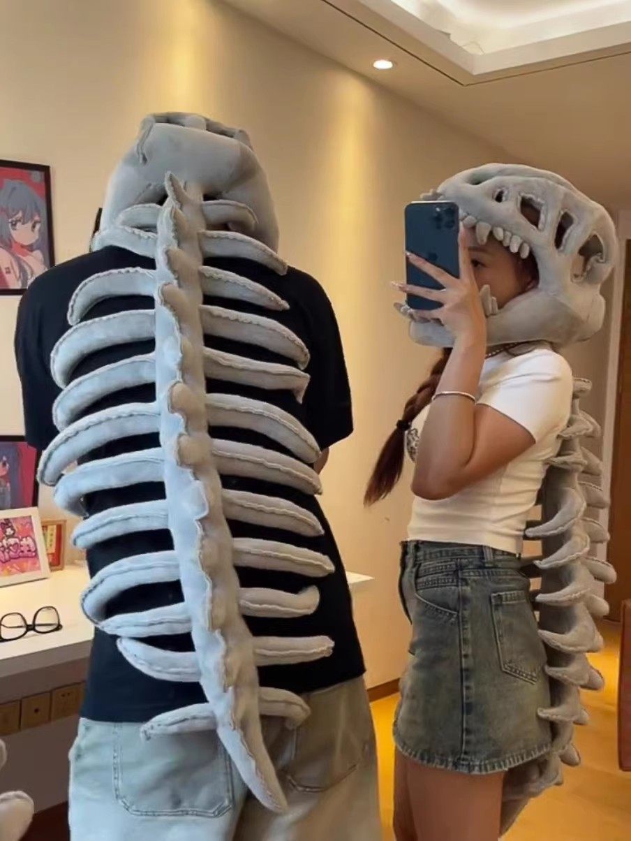 Dinosaur Skeleton Headgear New Style Domineering Chinese Dinosaur Park Headgear Plush Toy Doll Gift for Male and Female Friends