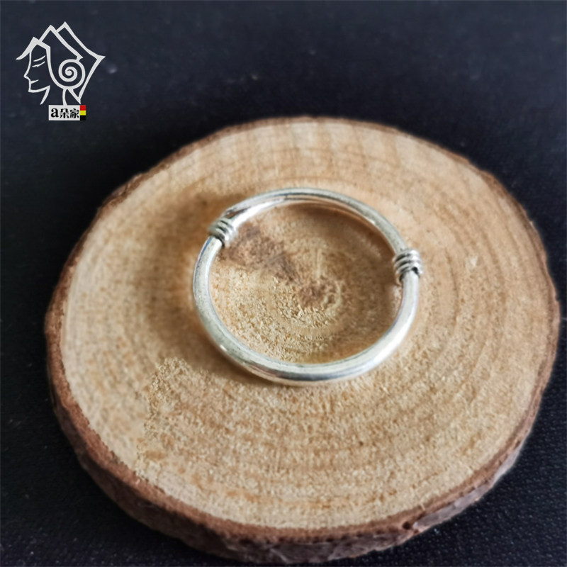 Cool Mountain Yi Ring Men And Women Lovers Brief single lap 999 pure silver ring National Wind Adjustable Ornament