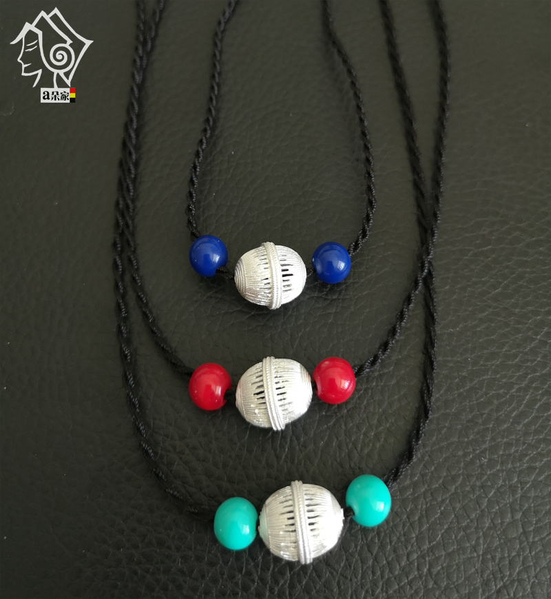 A Dadow Liangshan Yi Pure Silver Ornament Lady Necklace National Wind Featured Retro Silver Pearl Necklace Jewelry