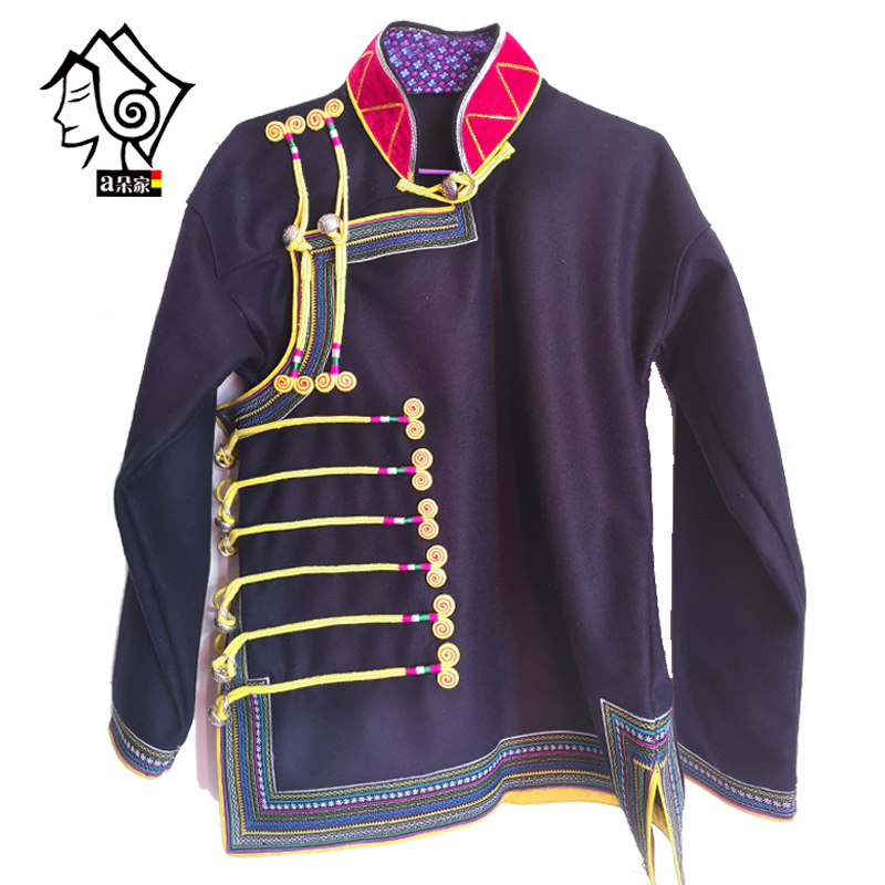 Boutique Liangshan Yi Men's clothing Aduit brand personality ethnic wind Mao Delicate Embroidered Blouse Jacket