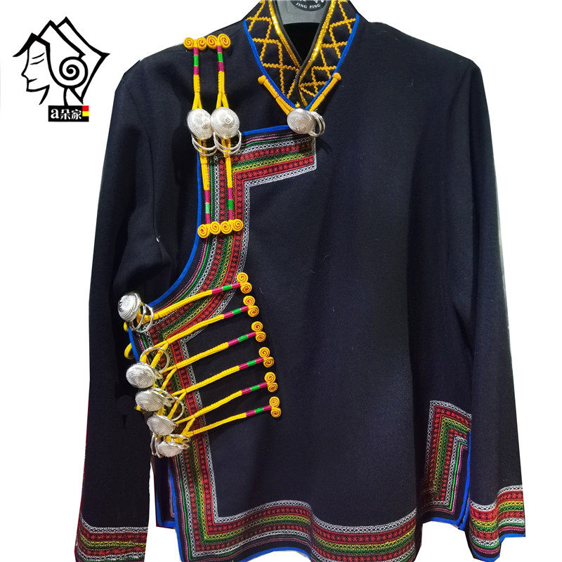 Liangshan Xichang Yi Clothing Men's Black Button Tube Dunk Fall Winter Mass Clothes