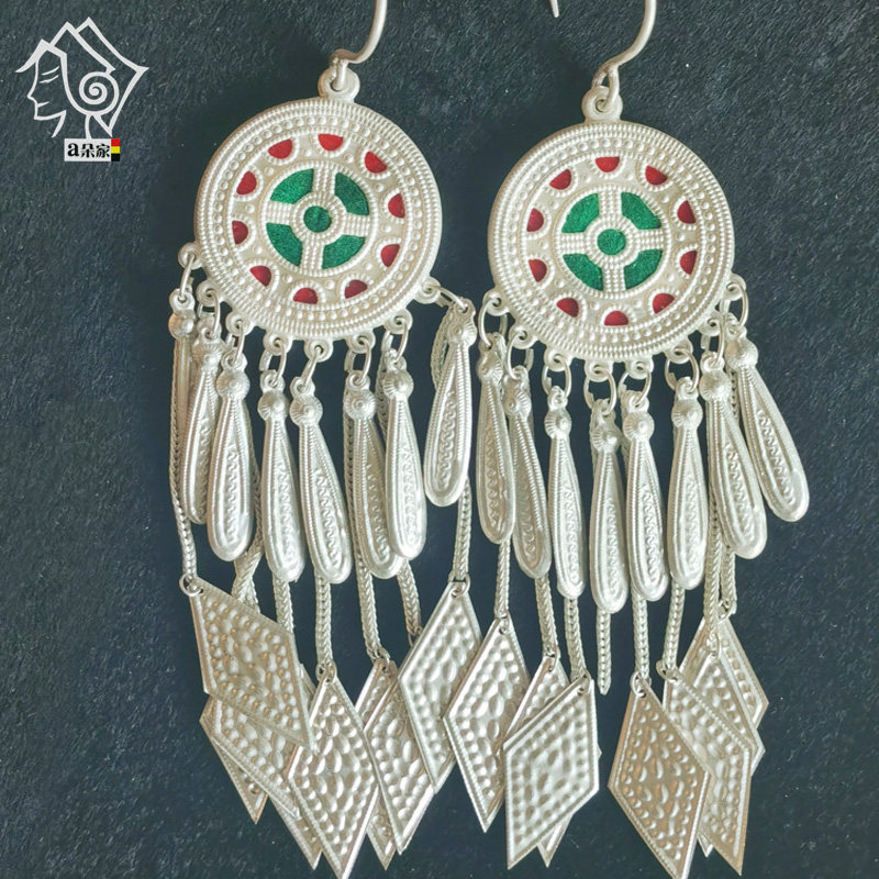 Cool Mountain Yi Earrings Female Pure Silver Pure Handmade Retro Creative National Wind Long Flow Subpothemia Wind Earrings