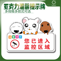 Acrylic cartoon you have entered the surveillance area camera signboard sign warm reminder card customization