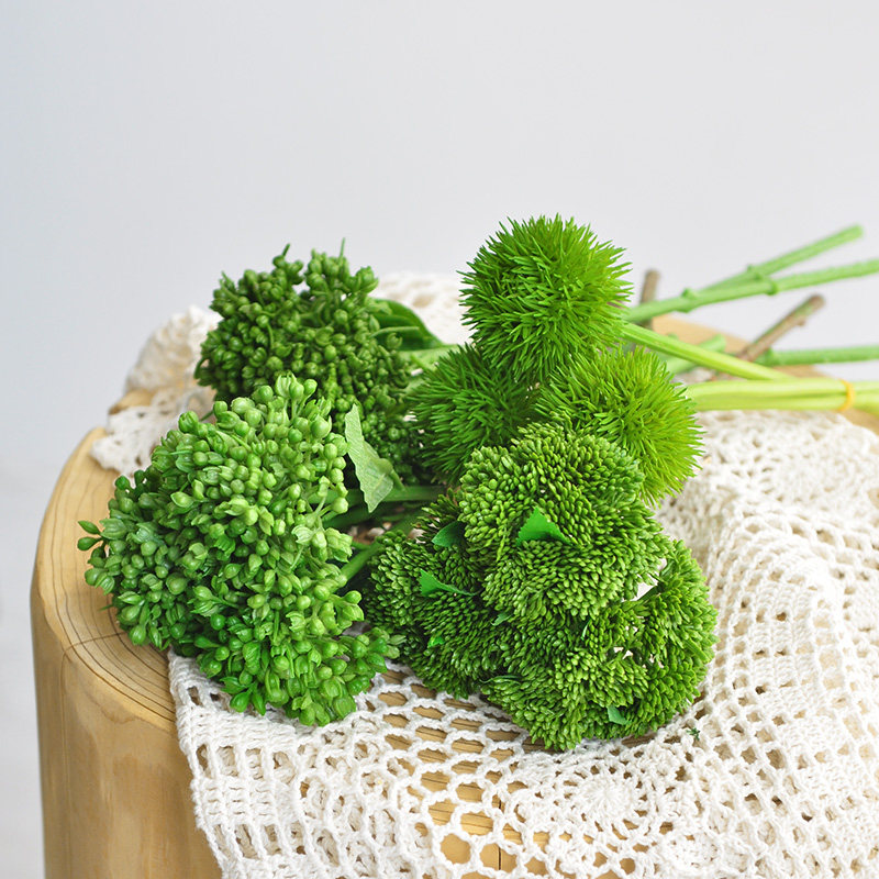 Simulation green plant hand zaggy soft gum fruit tingling rice paddie fruit natural style flower arrangement green planting auxiliary material F662