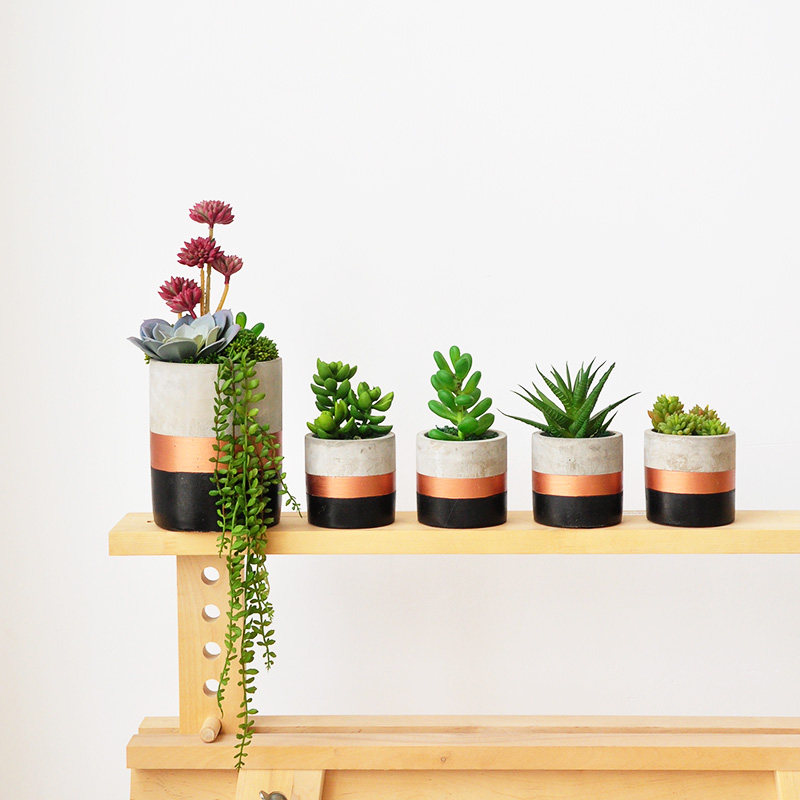 (9) Simulation of multi - meat pot light luxury style of cement pot office plant table set art221