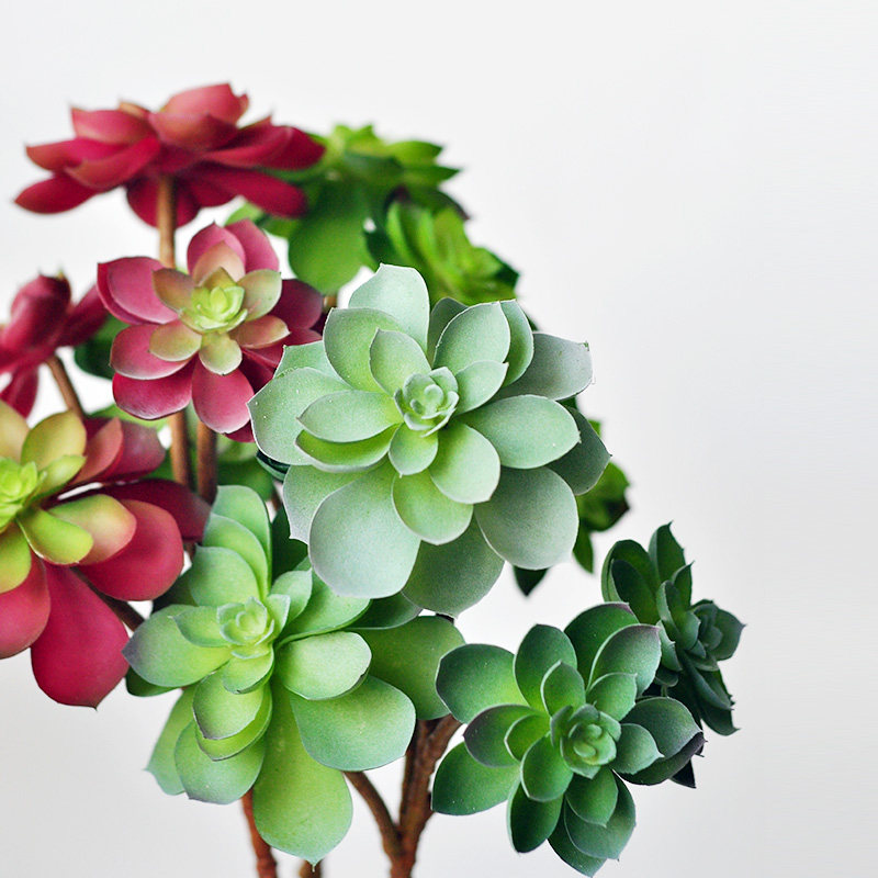 Nine-th emulated multi-meat plant single-branched multi-head stone lotus false green plant for domestic commercial bionic green plant F606