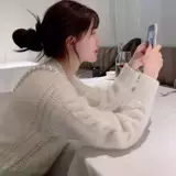 Короткий весенний осенний свитер, белый кардиган, свободный крой