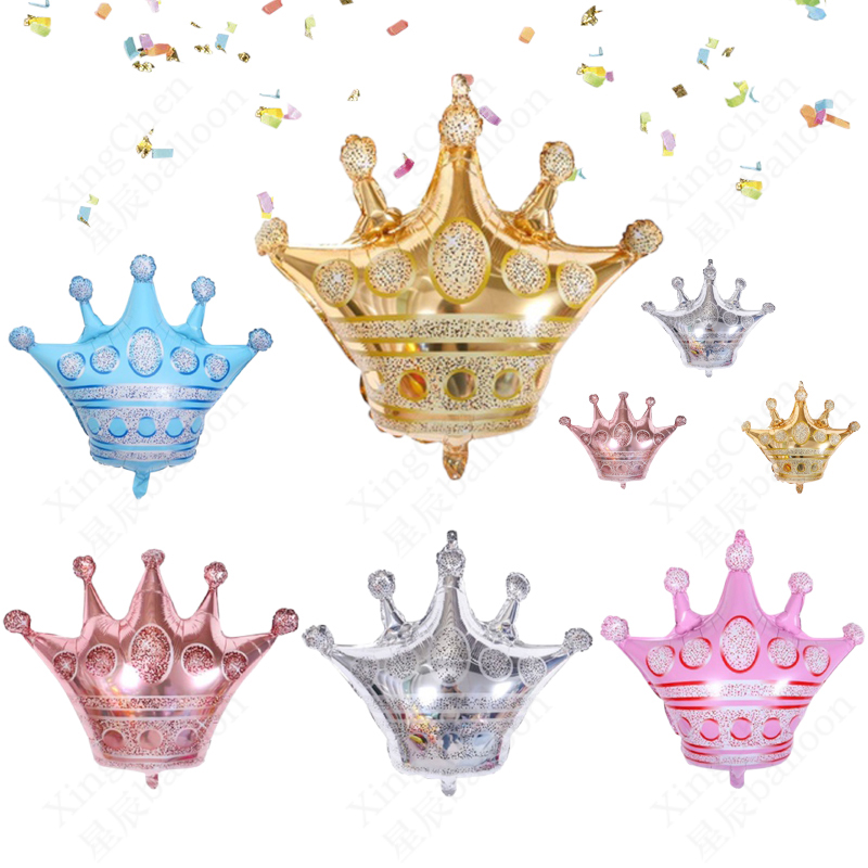 Crown Princess Aluminum Balloons Large and Small Golden Crown Birthday 1st Birthday Arrangement Wedding Opening Event Arrangement 
