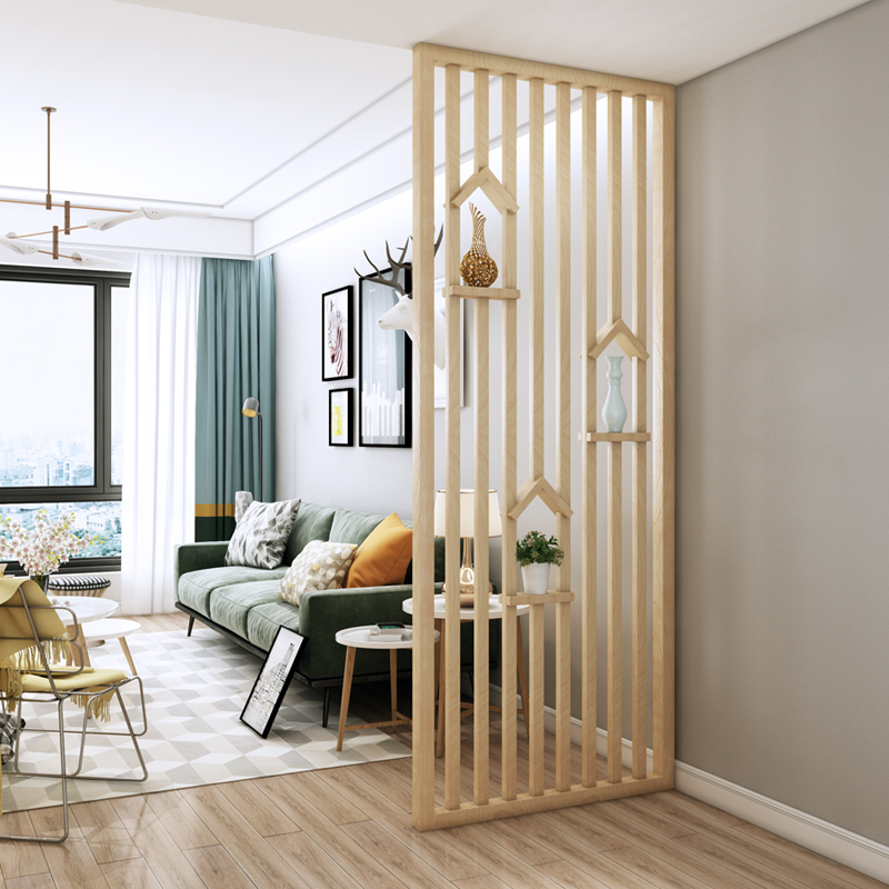 Entrance door screen partition living room bedroom to block simple modern solid wood aisle mask log can be customized