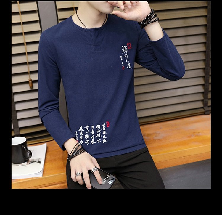 Mùa xuân và mùa thu áo sơ mi dài tay đơn Áo phông nam cotton và vải lanh Trung Quốc phong cách giản dị áo sơ mi mỏng phần áo sơ mi nam pijama nam