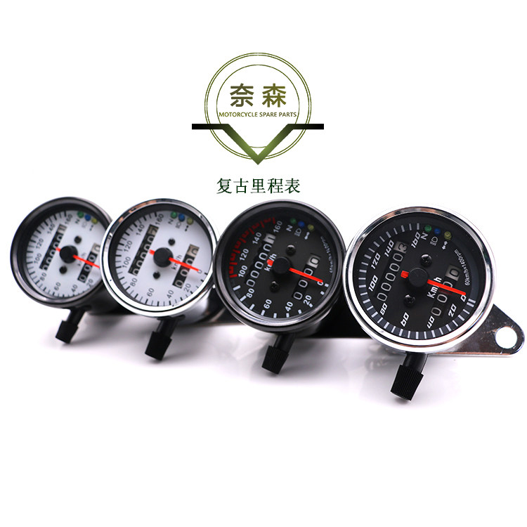 Locomotive Meter Vintage Modified Mileage Watch Kilometer LED Dual Color Triple Light Indicator Meter Dual Mileage Meter