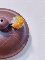 Rabbit fur flat pumpkin carry cute teapot small carry teapot rope purple sand pot Xishi pot accessories stone scoop teapot lanyard