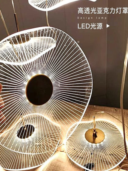 Chandelier for Duplex Building, Light Luxury Art Lotus Leaf Style, New Chinese Style Villa Living Room Lamp, Designer Commercial Project Staircase Chandelier