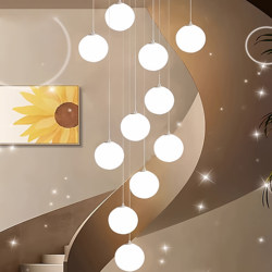 Staircase Chandelier, Light Luxury Villa, Mezzanine Open Living Room, Glass Long Chandelier, Duplex Loft Apartment, Stairwell Lighting Fixtures