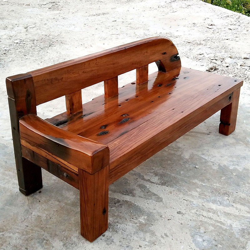 Old ship wooden chaise longue light luxury sofa recliner bed lazy new Chinese style balcony solid wood beauty couch bedroom small apartment
